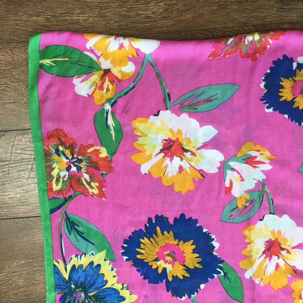 Kate Spade Pink, Green Floral Thin Blanket Scarf - Picture 5 of 7